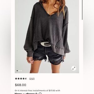 Army Green WE THE FREE WAFFLE KNIT TOP FREE PEOPLE size large NWOT